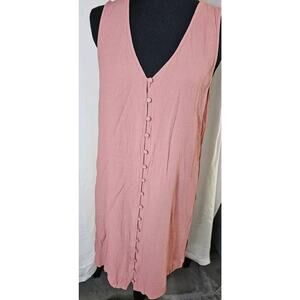Madewell Pink Sleeveless Heather Button Front Mini Dress Size M